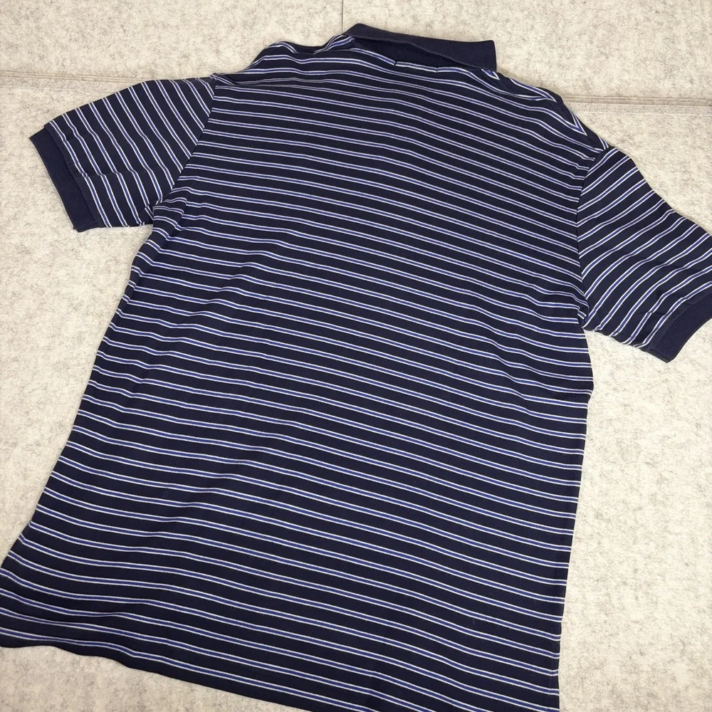 Vintage Polo Ralph Lauren Mens Striped Polo Shirt Navy Blue Large Classic Fit